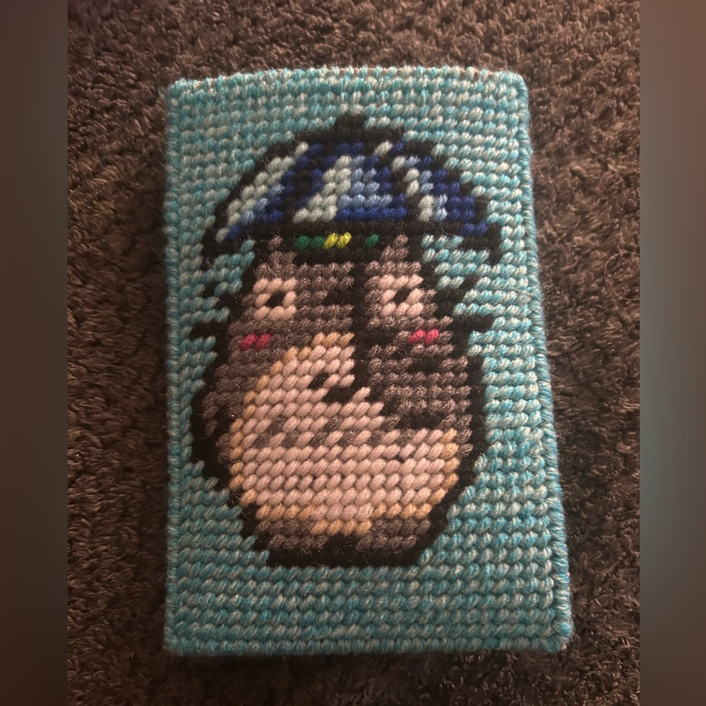 Handcrafted Totoro Needlepoint eye glasses case